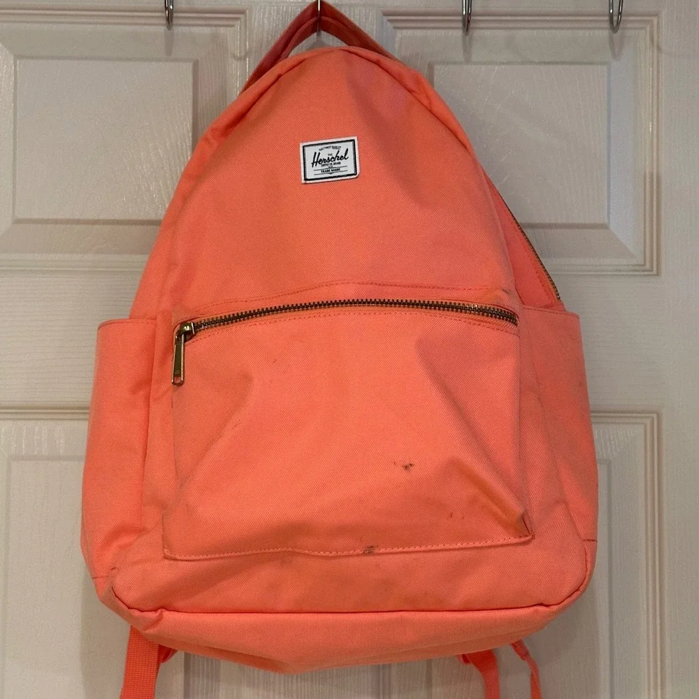 Herschel Supply Co Heritage Backpack Neon Coral Peach Canvas Daypack Bag